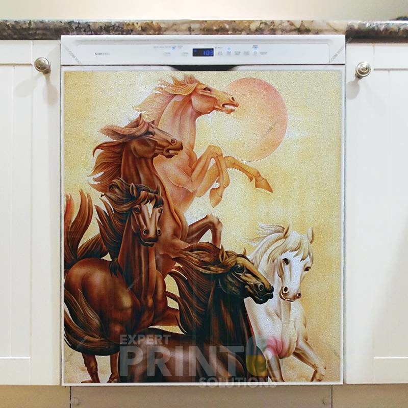 Beautiful Chinese Horses Dishwasher Sticker