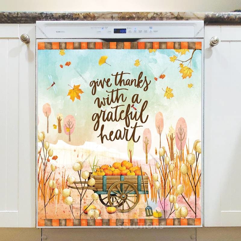 Lovely Cozy Autumn #44 - Give Thanks with a Grateful Heart Dishwasher Sticker
