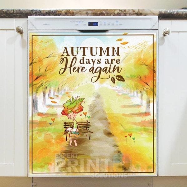 Lovely Cozy Autumn #24 - Autumn Days are Here Again Dishwasher Sticker