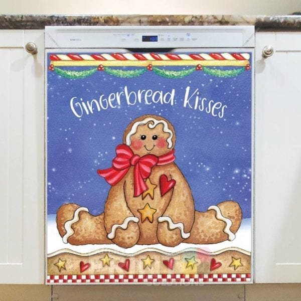 Christmas - Sweet Christmas Holiday #30 - Gingerbread Kisses Dishwasher Sticker