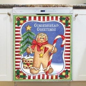 Christmas - Sweet Christmas Holiday #29 - Gingerbread Greetings Dishwasher Sticker
