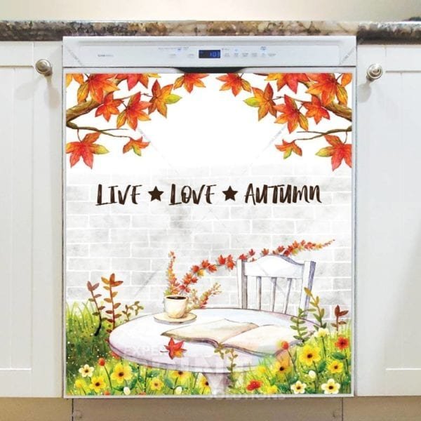 Lovely Cozy Autumn #5 - Live Love Autumn Dishwasher Sticker