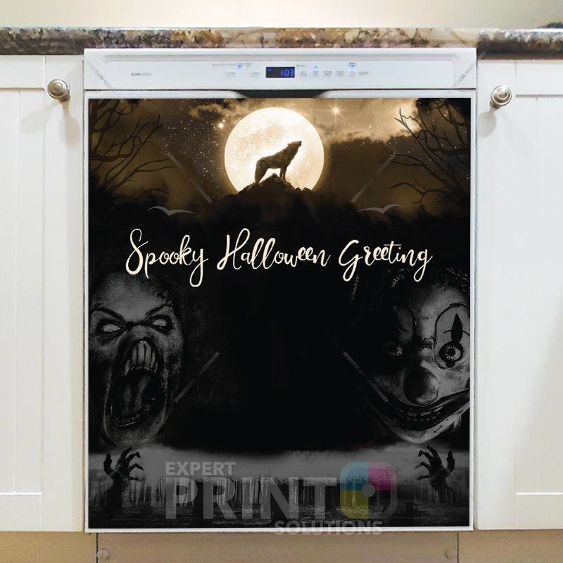 Scary Horror Halloween Design #11 - Spooky Halloween Greeting Dishwasher Sticker