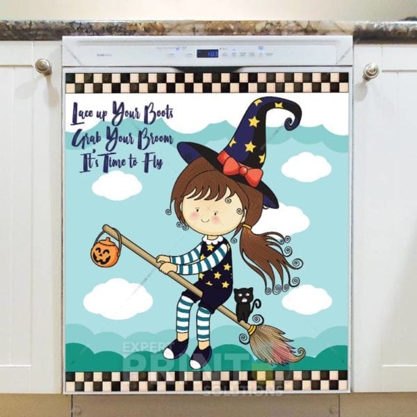 989-cute-halloween-design-10-lace-up-your-boots-grab-your-brooms-its-time-to-fly-dishwasher-magnet Cute Halloween Design #10 - Lace Up Your Boots, Grab Your Brooms, It's Time to Fly Dishwasher Sticker