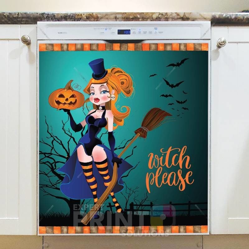 Cute Halloween Design #6 - Witch Please Dishwasher Sticker