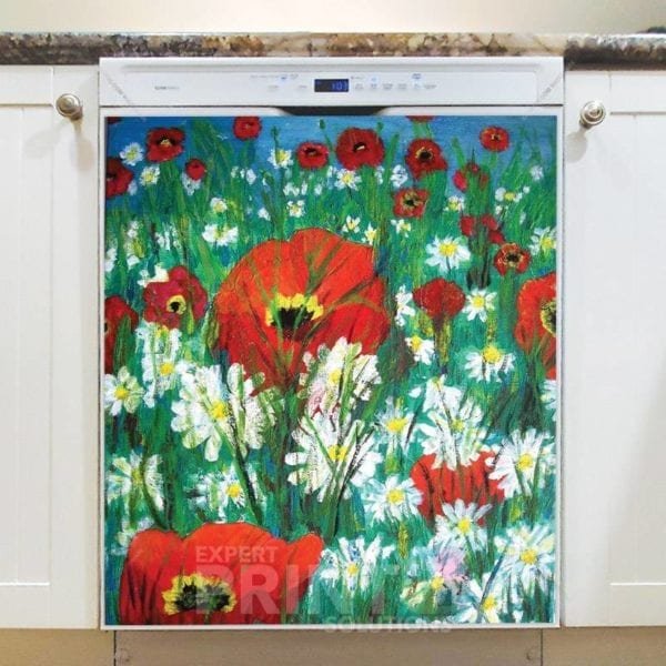 Beautiful Poppies and Dasies Dishwasher Magnet