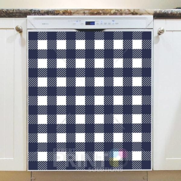 Navy Blue Buffalo Plaid Pattern Dishwasher Magnet