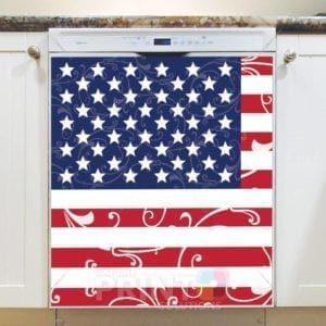 USA America Flag Flower Design Dishwasher Magnet