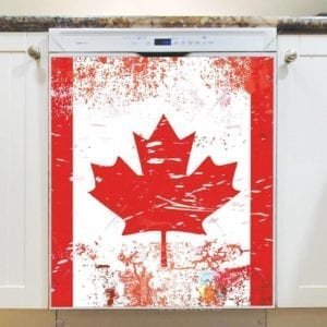 Grungy Canadian Maple Leaf Flag Dishwasher Magnet