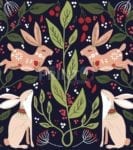 3204-scandinavian-folk-art-bunny-design Scandinavian Folk Art Bunny Design Garden Flag