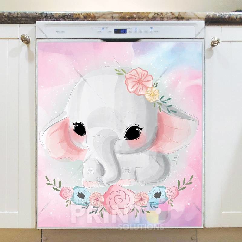 Sweet Elephant Girl Dishwasher Magnet