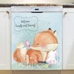 Fox with Bunny, Mouse, Bird and Butterfly Dishwasher Magnet