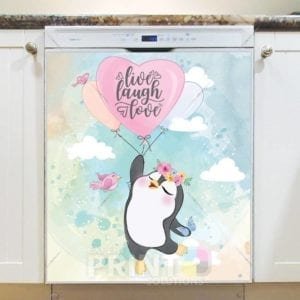 Penguin Flying with Balloons Dishwasher Magnet