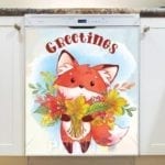 Cute Fox Greeting Dishwasher Magnet