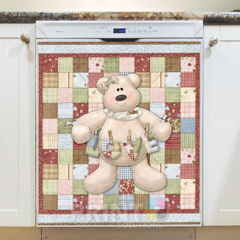 Patchwork Teddy Bear Dishwasher Magnet