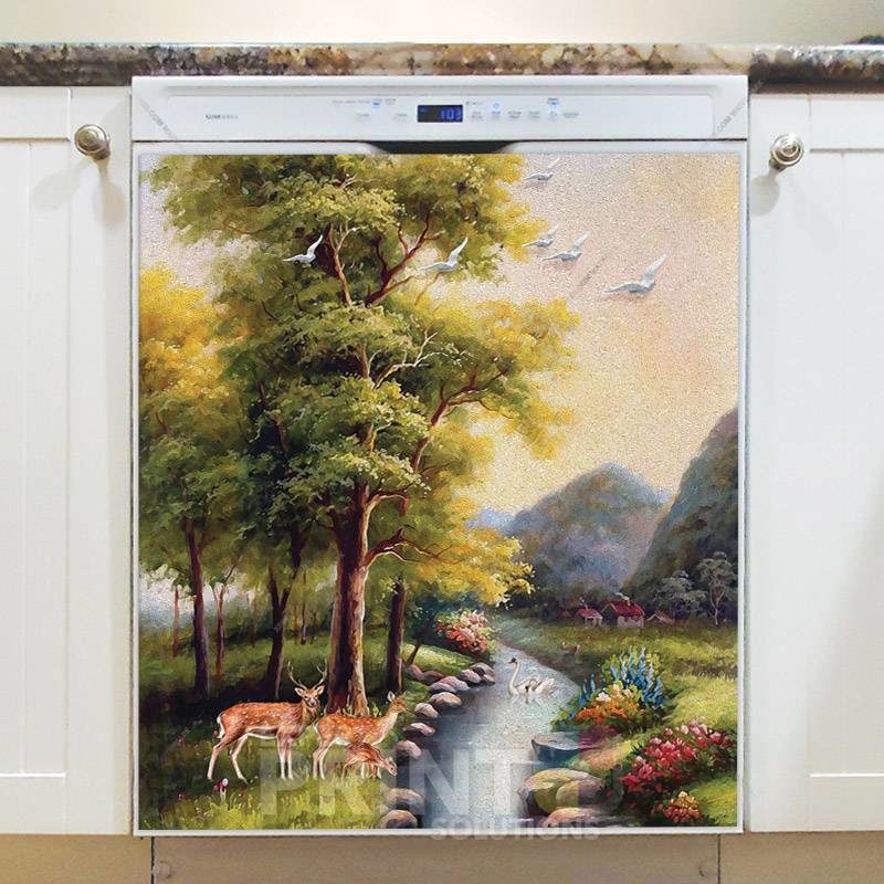 Summer Deer Family Dishwasher Magnet