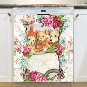 Vintage Teddy Bear and Roses #2 Dishwasher Magnet