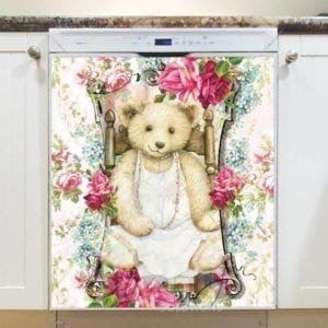 Vintage Teddy Bear and Roses #3 Dishwasher Magnet