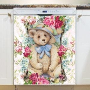Vintage Teddy Bear and Roses #4 Dishwasher Magnet
