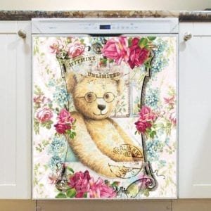 Vintage Teddy Bear and Roses #5 Dishwasher Magnet