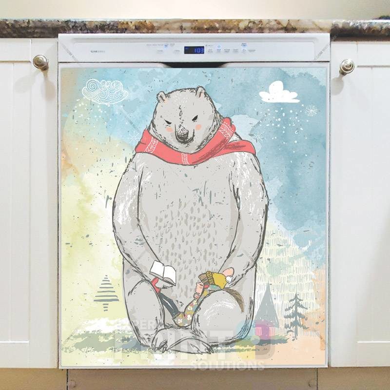 Polar Bear and a Little Girl Dishwasher Magnet