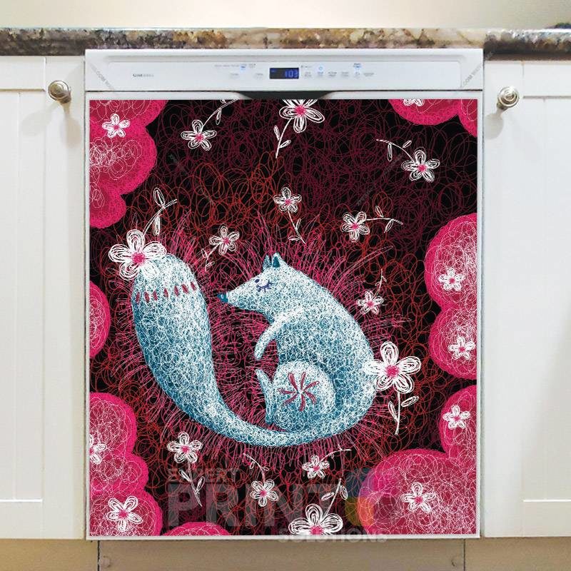 Blue Spring Fox Dishwasher Magnet