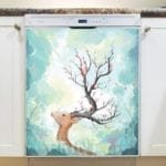 Deer with Flowers Dishwasher Magnet