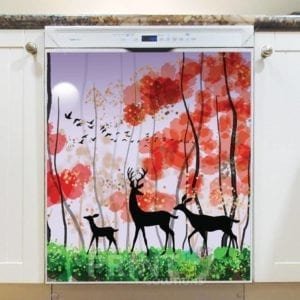 Deer Silhouettes in a Spring Forest Dishwasher Magnet