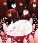 Sleeping Cat and Fireflies Garden Flag