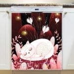 Sleeping Cat and Fireflies Dishwasher Magnet