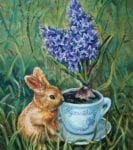 Cute Bunny and Purple Hyacinth Garden Flag