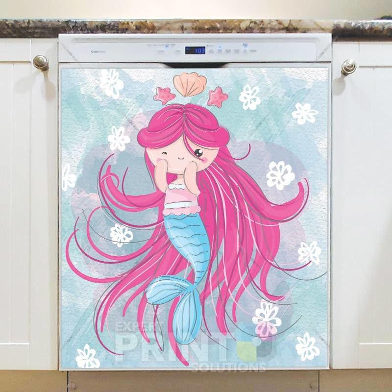 Pink Hair Mermaid Dishwasher Magnet