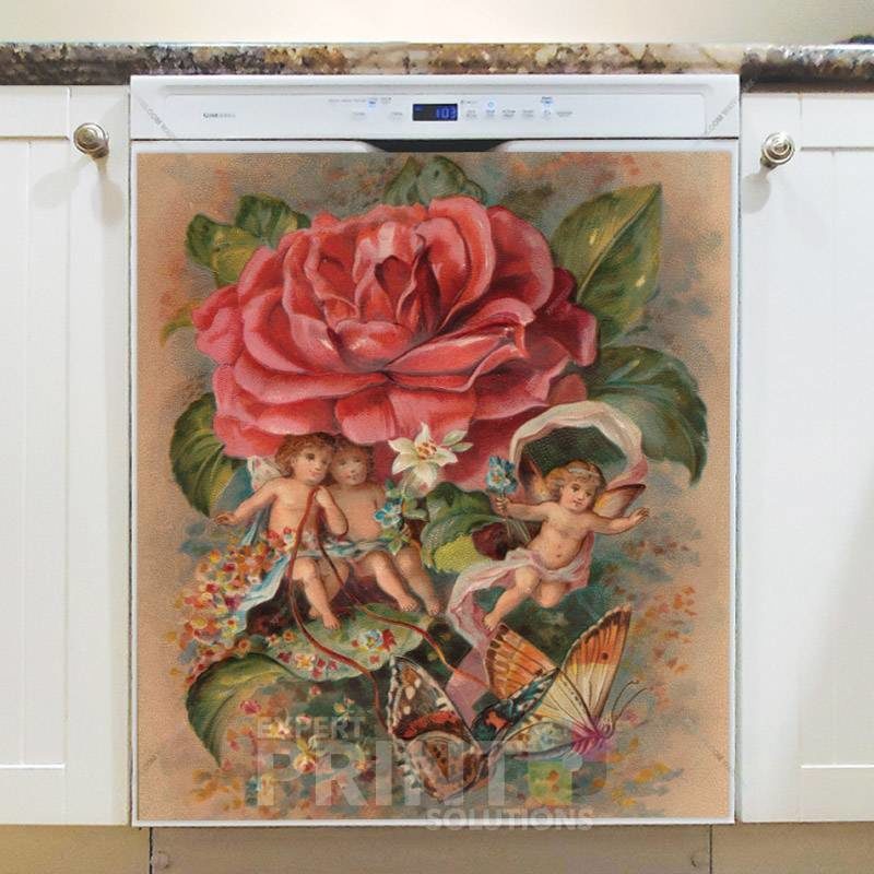 Victorian Rose and Cherubs Dishwasher Magnet