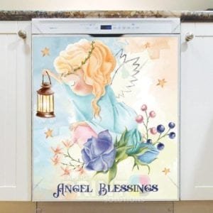 Cute Angel with Flowers #1 Dishwasher Magnet