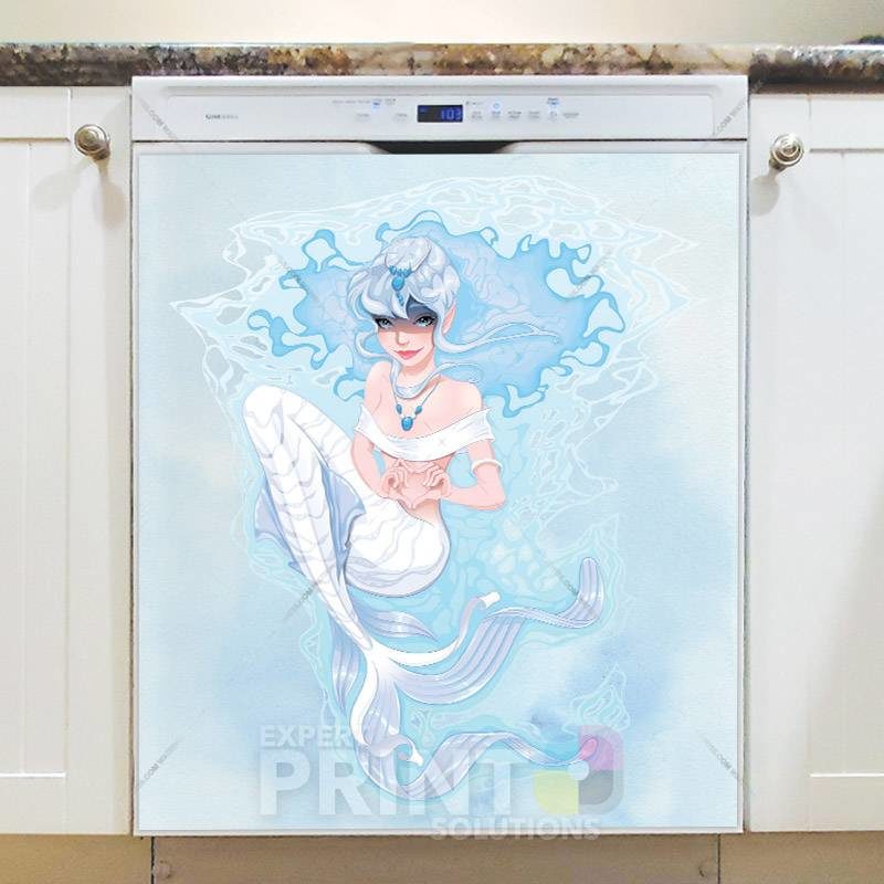 Cute Blue Hair Mermaid Dishwasher Magnet