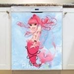 Cute Pink Hair Mermaid Dishwasher Magnet