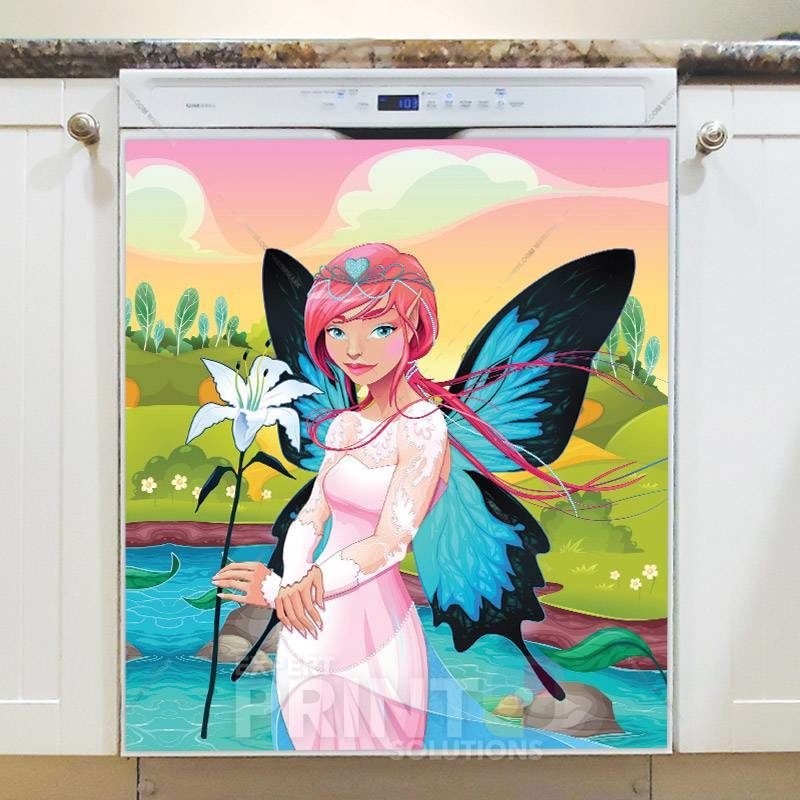 Butterfly Fairy with a Lilly Dishwasher Magnet