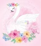 Beautiful Flower Swan Garden Flag