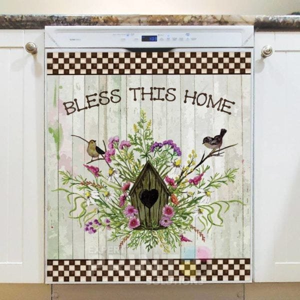 Birdhouse with Birds and Flowers Dishwasher Magnet
