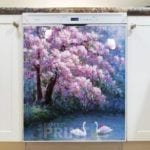 Cherry Tree and White Swans Dishwasher Magnet