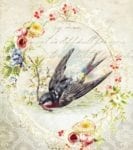 Vintage Bird with a Twig Garden Flag