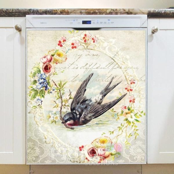 Vintage Bird with a Twig Dishwasher Magnet