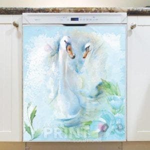 Romantic Swan Couple Dishwasher Magnet