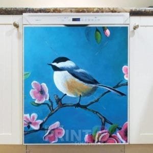 Chickadee an a Blooming Tree Dishwasher Magnet