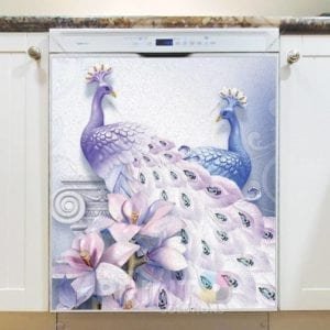 Pink and Blue Peacocks Dishwasher Magnet