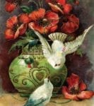 3512-victorian-poppy-bouquet-and-doves Victorian Poppy Bouquet and Doves Garden Flag