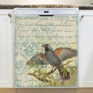 Vintage Bird on a Tree with Writing Dishwasher Magnet