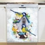 Yellow and Blue Bird Couple and a Birdhouse Dishwasher Magnet