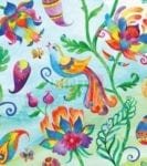 Bohemian Folk Art Pattern with a Bird, Flowers and Paisley Garden Flag