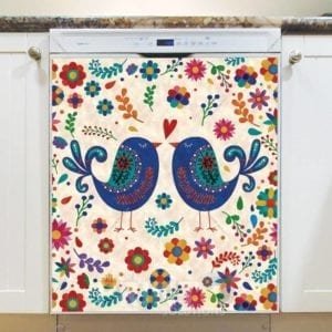 Bohemian Folk Art Pattern with a Birds and Flowers Dishwasher Magnet